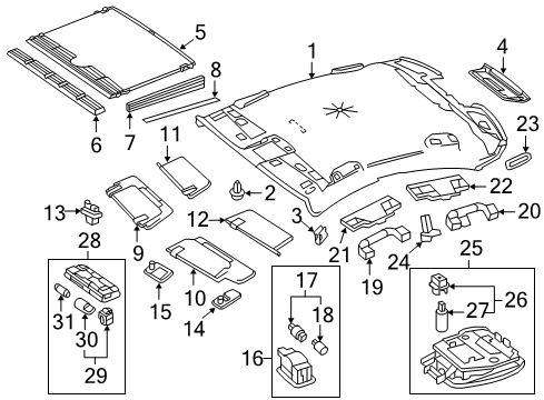 Sunvisor Cover Diagram for 212-810-43-10-9051