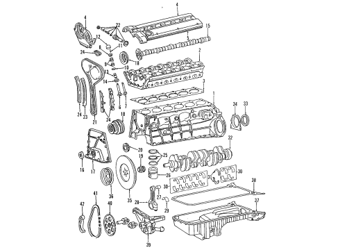 1992 Mercedes-Benz 300CE Engine Parts & Mounts, Timing, Lubrication System Diagram