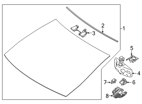 2023 Mercedes-Benz CLS450 Glass - Windshield Diagram