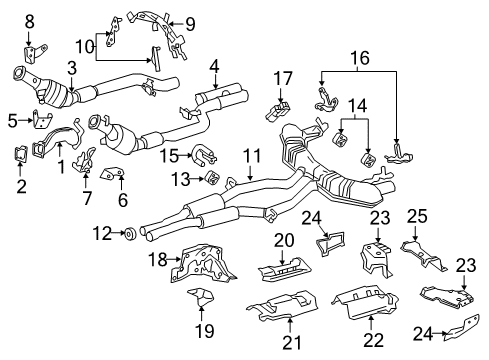 Muffler & Pipe Center Bracket Diagram for 222-491-38-41