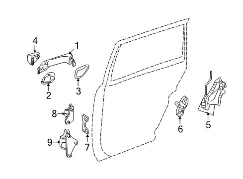 2008 Mercedes-Benz GL550 Rear Door - Lock & Hardware Diagram