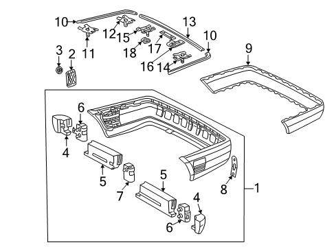 Center Molding Clip Diagram for 140-885-13-34