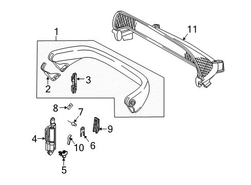 2008 Mercedes-Benz SL65 AMG Roll Bar Components Diagram