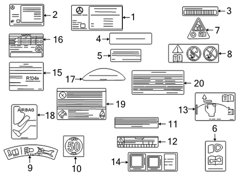 2023 Mercedes-Benz GLE53 AMG Information Labels Diagram 1