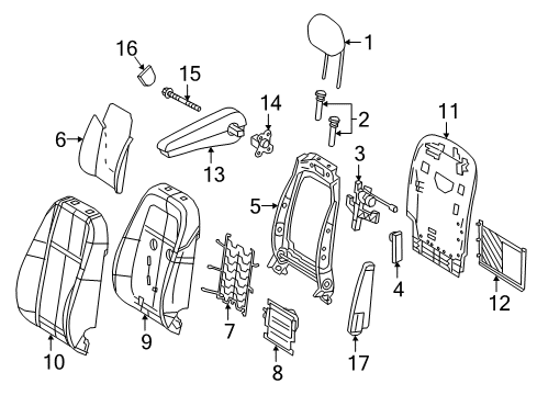 2017 Mercedes-Benz Metris Passenger Seat Components Diagram 1