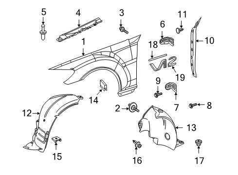 2008 Mercedes-Benz CL63 AMG Fender & Components, Exterior Trim, Trim Diagram