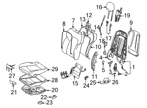 2008 Mercedes-Benz CLK63 AMG Front Seat Components Diagram 1