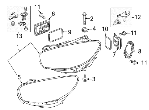 Headlamp Assembly Upper Bolt Diagram for 910105-005006