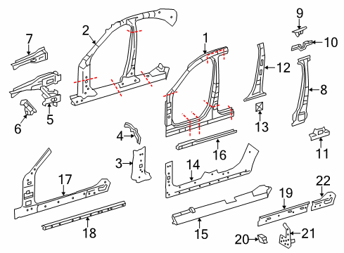 Housing Pillar & Rocker Diagram for 222-630-69-03