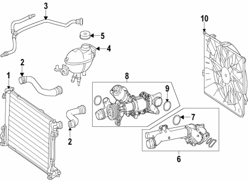 2018 Mercedes-Benz SLC300 Radiator & Components, Water Pump, Cooling Fan Diagram 2