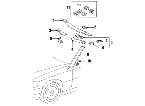 Cowl Kick Panel Diagram for 124-688-01-06-3112