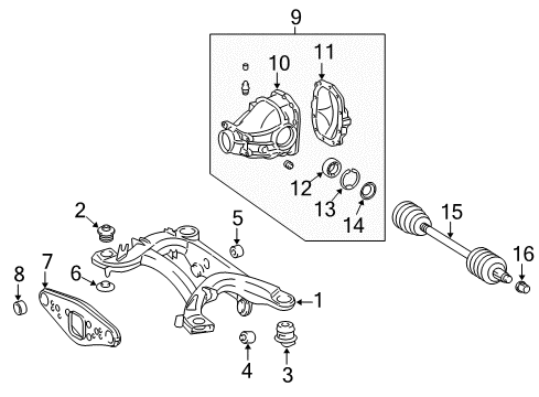 2009 Mercedes-Benz SL550 Axle & Differential - Rear Diagram