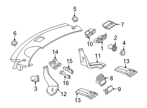 Vent Grille Diagram for 230-831-04-59-9116