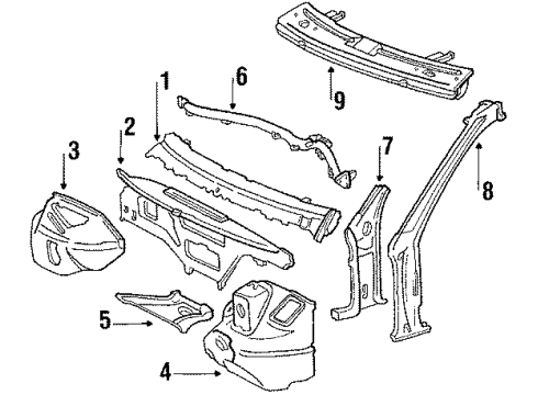 1992 Mercedes-Benz 190E Cowl Diagram