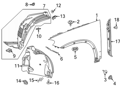 2021 Mercedes-Benz GLE53 AMG Fender & Components Diagram 2