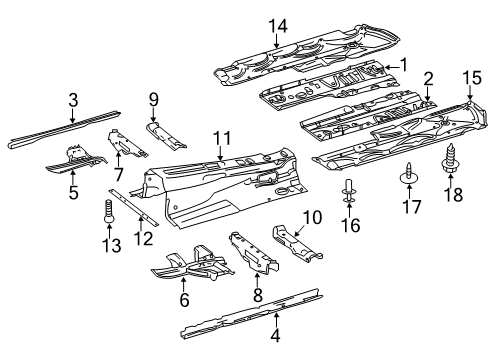 2012 Mercedes-Benz E63 AMG Pillars, Rocker & Floor - Floor & Rails Diagram 2