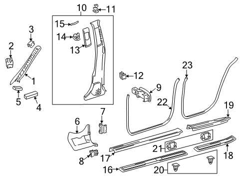 Kick Panel Trim Diagram for 219-680-02-06-8K76