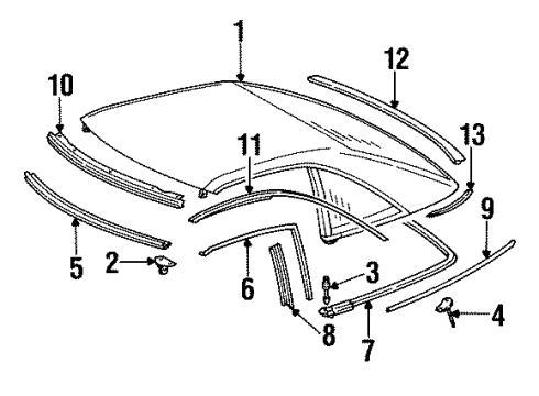 Weatherstrip Retainer Diagram for 129-790-04-66