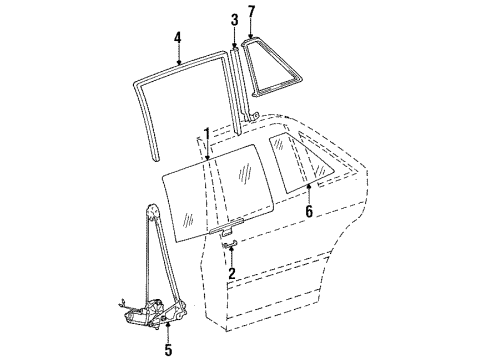 1995 Mercedes-Benz E320 Rear Door - Glass & Hardware Diagram 2