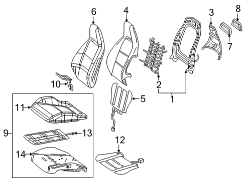 2015 Mercedes-Benz GLA45 AMG Passenger Seat Components Diagram 2