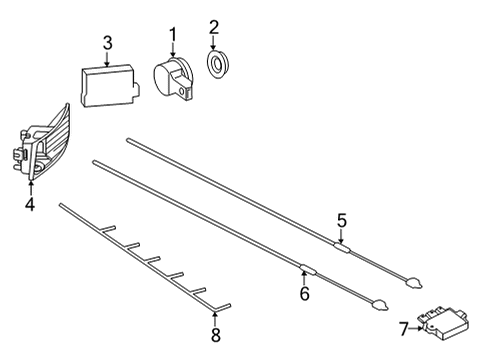 2022 Mercedes-Benz EQS 450+ Electrical Components - Rear Bumper Diagram 1