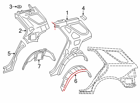 2013 Mercedes-Benz ML63 AMG Inner Structure - Quarter Panel Diagram