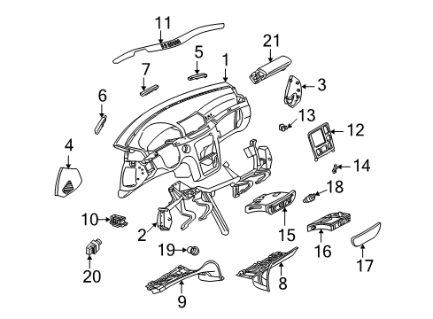 Instrument Panel Diagram for 220-680-01-87-8H23