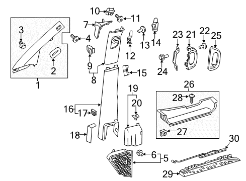 Lock Pillar Trim Upper Clip Diagram for 000-984-07-60