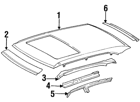 1993 Mercedes-Benz 500SEL Roof & Components Diagram