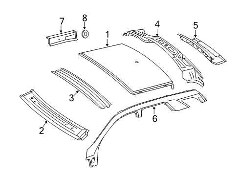 Roof Panel Diagram for 166-650-08-02