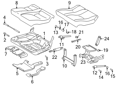 2002 Mercedes-Benz ML55 AMG Rear Seat Components Diagram 2