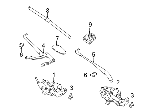 2011 Mercedes-Benz S400 Wiper & Washer Components, Body Diagram