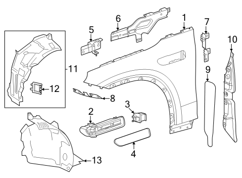 2023 Mercedes-Benz EQE 500 SUV Fender & Components Diagram