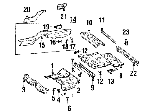 1992 Mercedes-Benz 300TE Rear Body - Floor & Rails Diagram