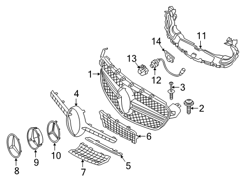 2018 Mercedes-Benz C63 AMG Grille & Components Diagram 3