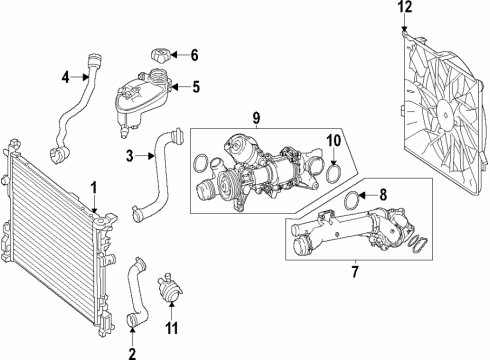 2023 Mercedes-Benz GLC300 Cooling System, Radiator, Water Pump, Cooling Fan