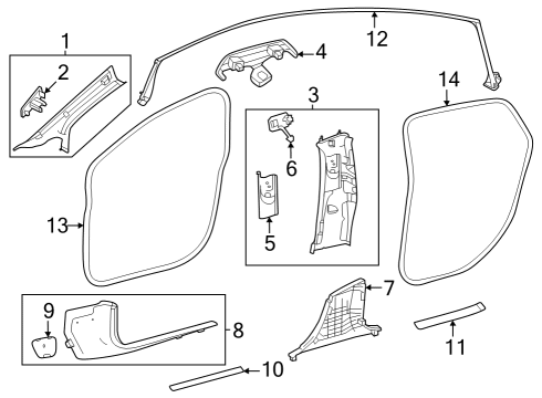 Surround Weatherstrip Diagram for 295-697-03-00