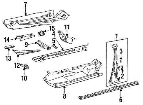 1986 Mercedes-Benz 190E Center Pillar & Rocker Diagram