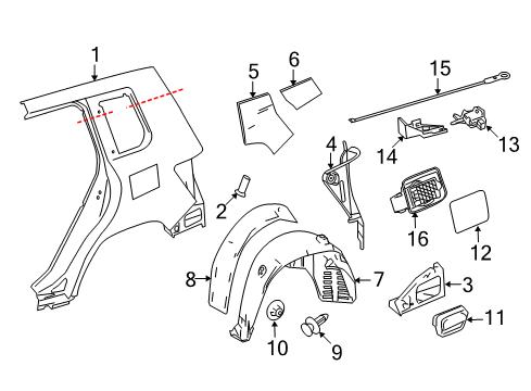 2015 Mercedes-Benz GLK250 Quarter Panel & Components Diagram