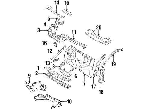 1994 Mercedes-Benz E320 Cowl Diagram 2