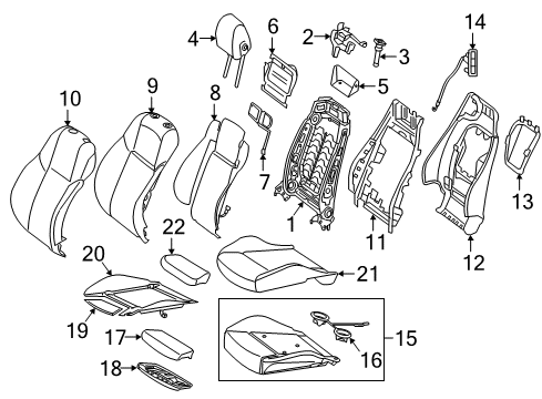 Seat Back Cover Diagram for 205-910-61-02-1C61