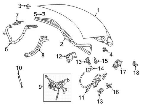 Hinge Spring Diagram for 223-757-21-00