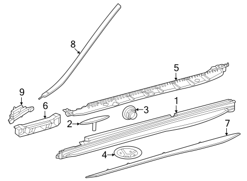 Rocker Molding Diagram for 254-698-08-00