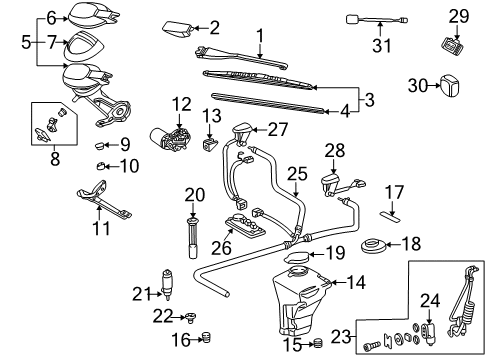 Washer Pump Grommet Diagram for 123-997-36-81