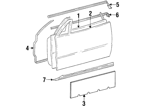 1990 Mercedes-Benz 300SL Door & Components Diagram