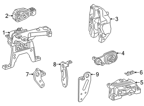 2023 Mercedes-Benz GLB35 AMG Engine & Trans Mounting Diagram