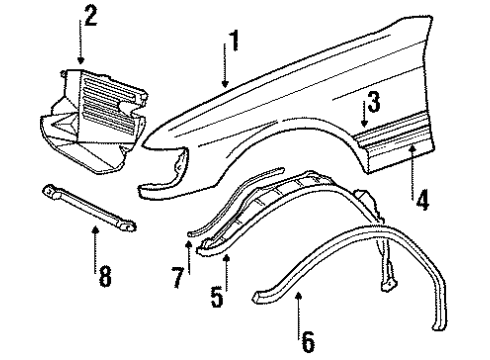 1991 Mercedes-Benz 350SD Fender & Components Diagram