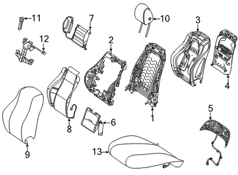 2021 Mercedes-Benz GLE63 AMG S Passenger Seat Components Diagram 2