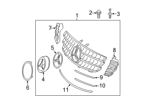 Grille Assembly Diagram for 164-880-20-85-9040