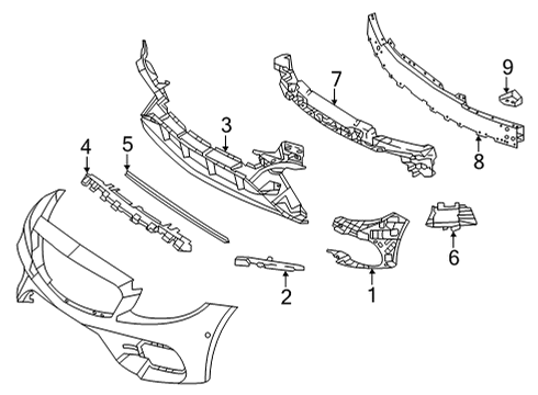 2021 Mercedes-Benz E450 Bumper & Components - Front Diagram 6